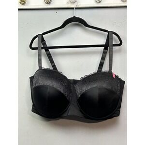 Butterfly By Ashley Stewart Bra Womens 44F Black Lace Longline Underwire